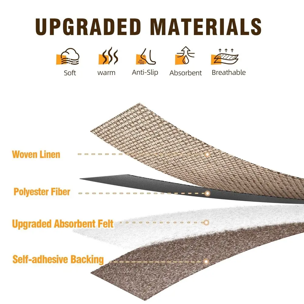 سلالم من الكتان المسامي، سجادة لاصقة غير قابلة للانزلاق لخطوات خشبية، 15 قطعة + 1 حصيرة هبوط، غطاء سلم داخلي 8 × 30 × 30 #2