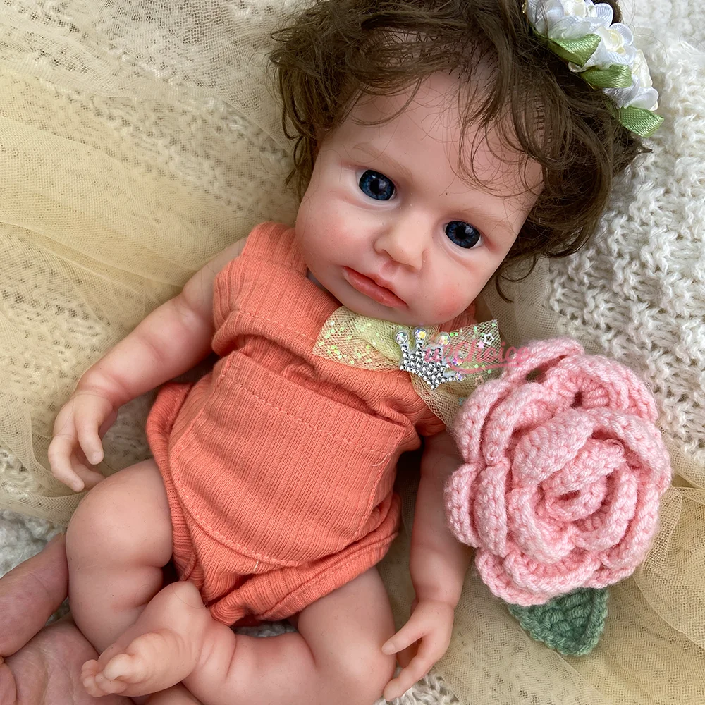 

12Inch Mini Reborn Baby Girl Open Mouth Blue Eyes Reborn Doll Silicone Newborn Lifelike Reborn Bebe For Collectors Diy Gift Kit