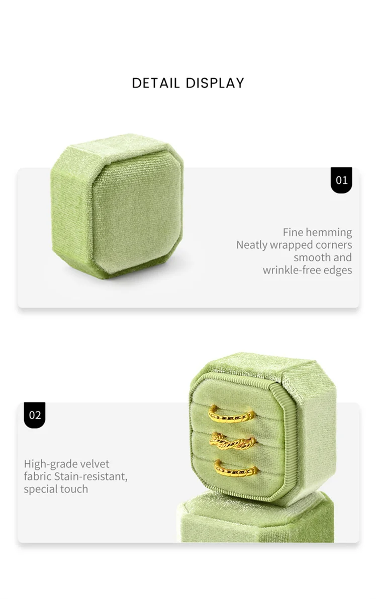 Oirlv Wedding Flanner Ring Box Engagement Triple Slot Square Ring Box Modern Wedding Marry Gifts Muti Color 1/2/3 Slots Ring Box