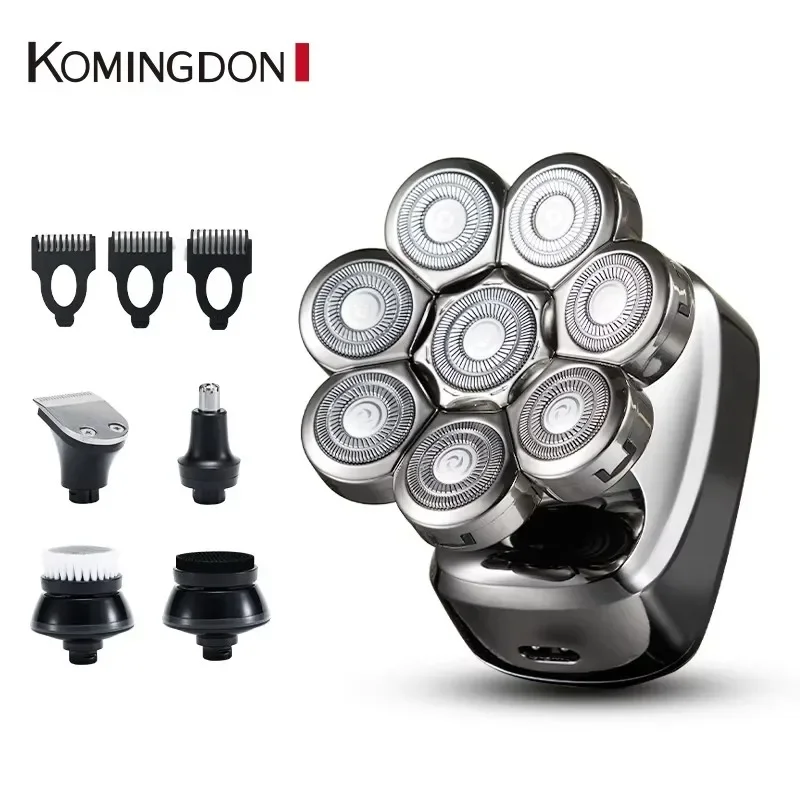 Xiaomi Komingdon 8D Bald Head Shaver Machine Rechargeable 5 in 1 Electric Razor for Bald Men Rotary Shavers Beard Shaver