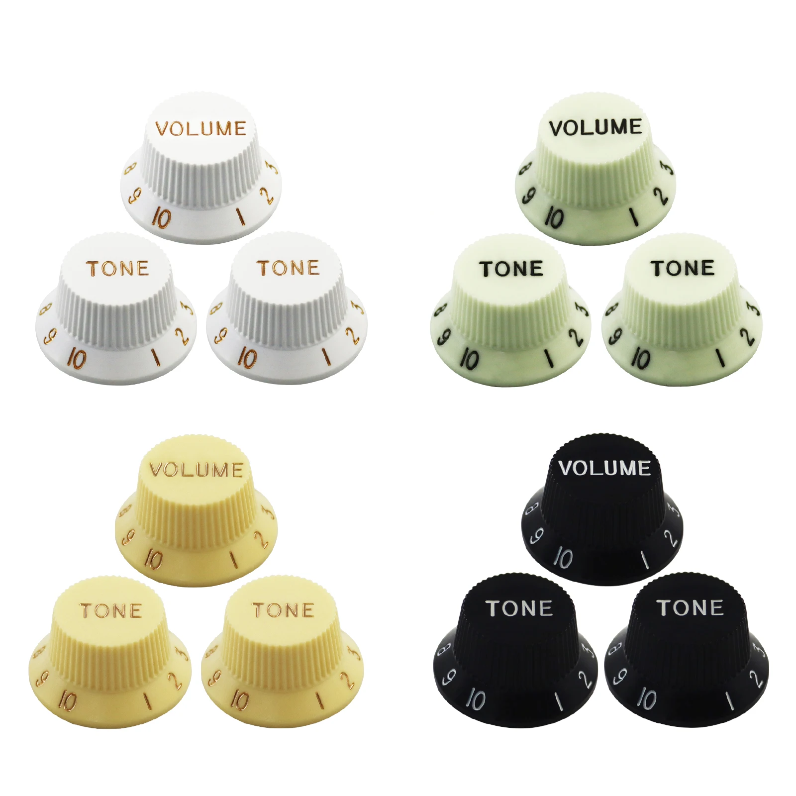 PHRILAM boutons de contrôle de vitesse 1 Volume 2 tons ensemble de boutons de guitare ajustement FD Strat Style électro 24 cannelures,