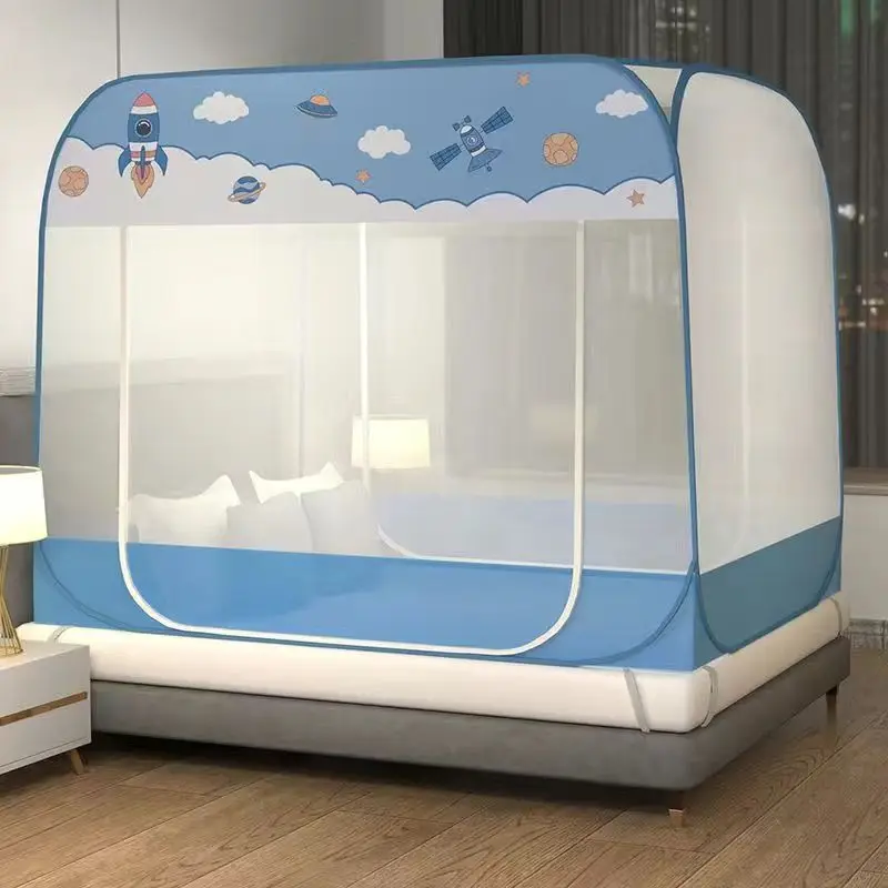 

Simple Home Big Space Double Door Mosquito Net Cartoon Printed Children Room Mosquito Net Summer Universal Foldable Mosquito Net