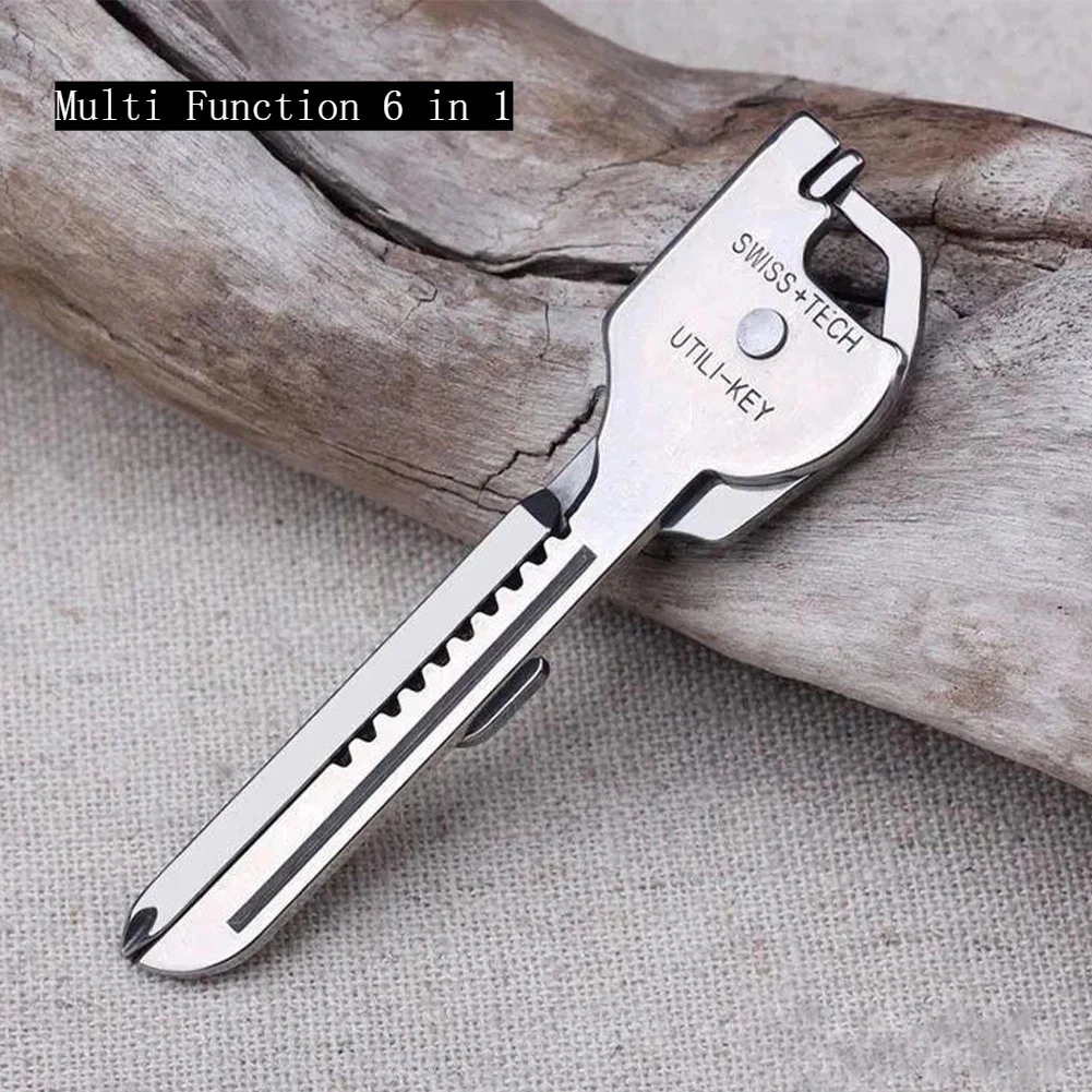 【セール中】多機能ポケットツール 6 in 1 キーホルダー ドライバー 栓抜き EDC ユーティリティ アウトドア サバイバル レスキュー 折りたたみプライヤー キーリング