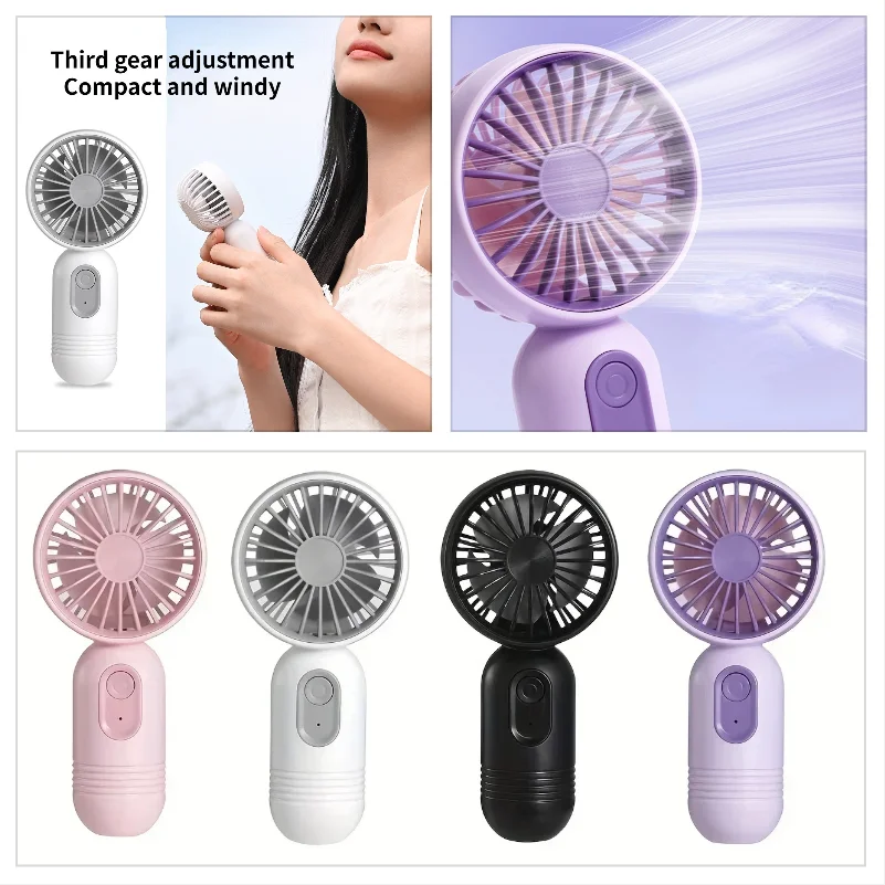 1PC Mini Portable Fan USB Charging 3-speed - Handheld Fan for Men and Women Suitable for Office, Outdoor Travel, and Camping