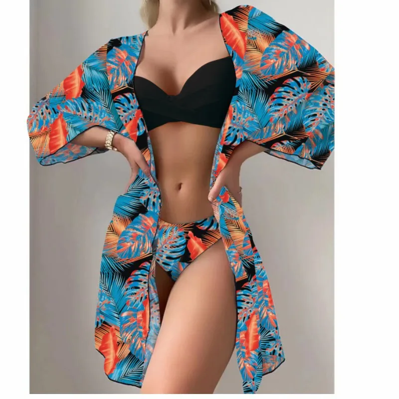 Nowy trzyczęściowy strój kąpielowy damski bikini dwuczęściowy strój kąpielowy bikini