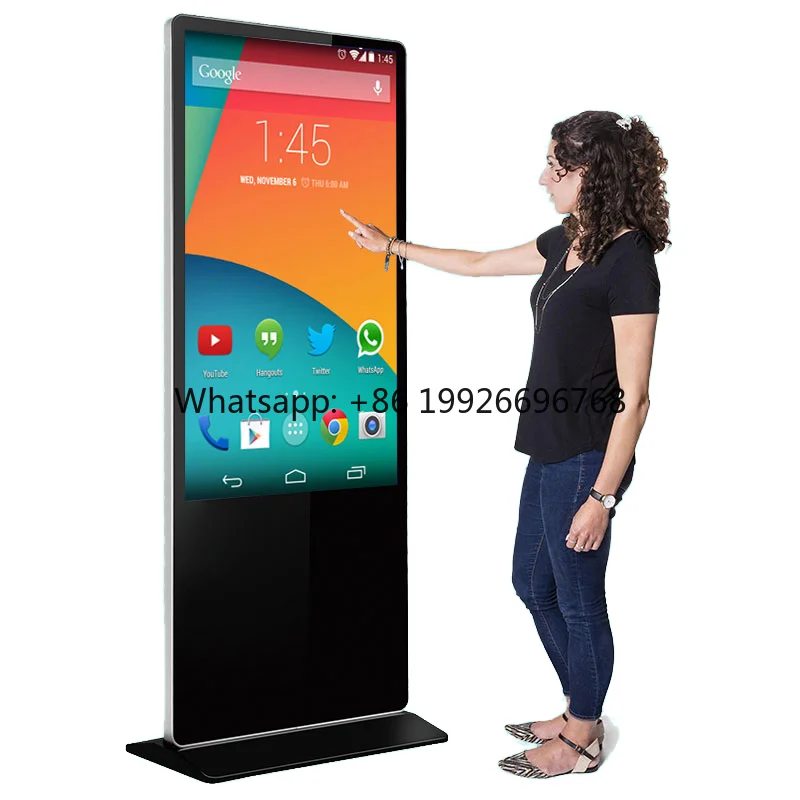 65 Inch 4K Indoor Smart Digital Advertising Floor Standing Digital Signage Display Kiosk LCD Monitor Business Screen