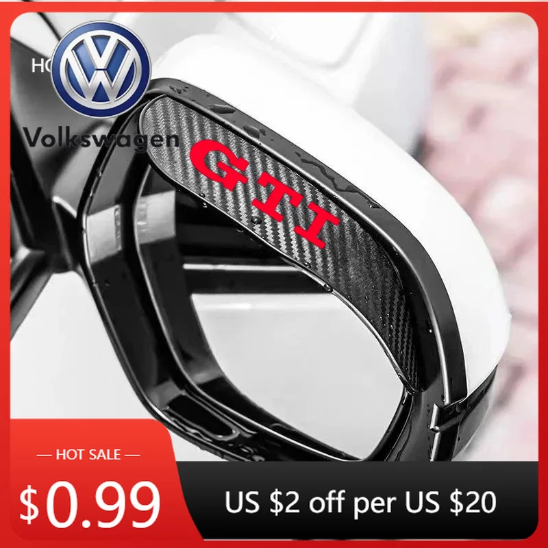 

2026 Hot VOLKSWAGEN 2pc Car Rear View Mirror Sticker Rain Eyebrow For VW Golf 5 6 7 8 GTI Polo Mk6 R Mk7 Mk4 5