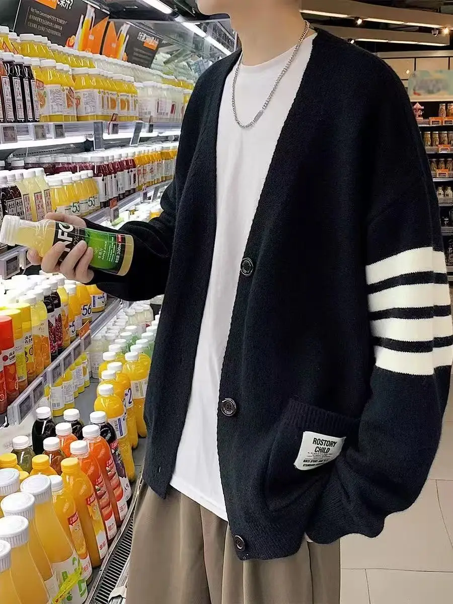 

Мужской открытый кардиган, свитер, свободная повседневная трикотажная одежда на осень-зиму, одежда для пар, мягкое полиэфирное волокно