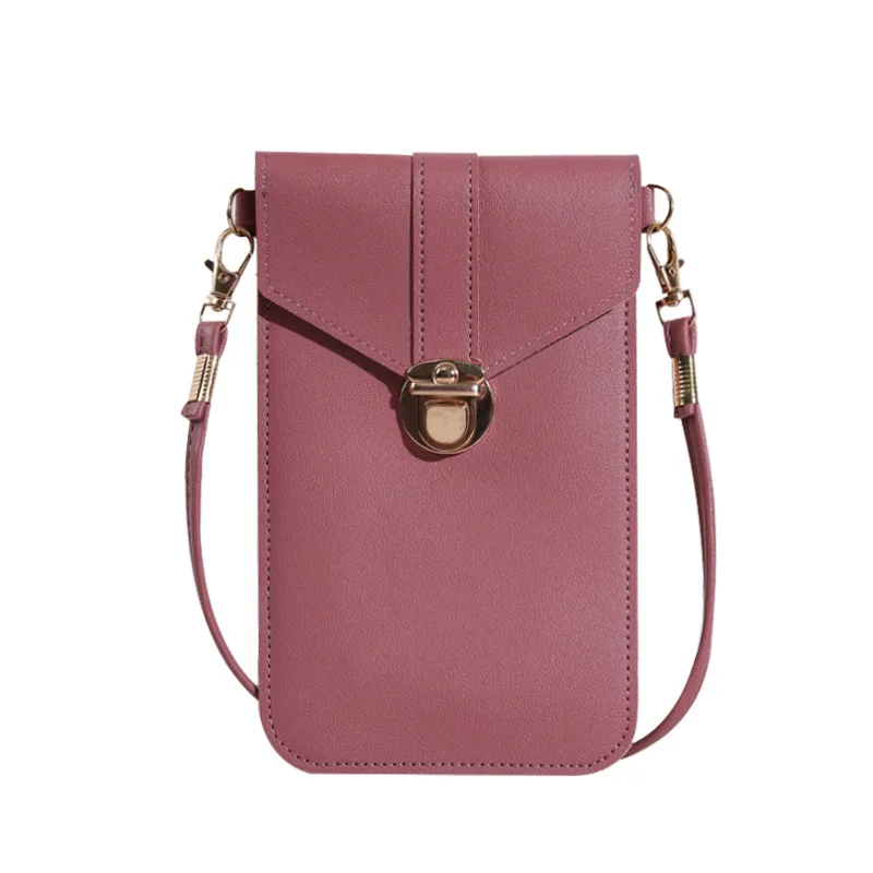 2024 new women\'s tide lock slung pu leather touch-screen mobile phone wallet female retro student buckle small wallet