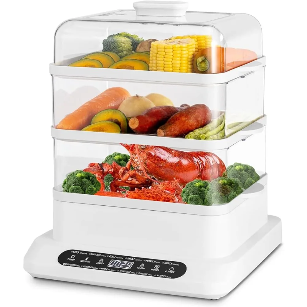 Vegetable Steamer With Appointment and Timer Multifunctional Digital Steamer For Fast Simultaneous Cooking (800W)