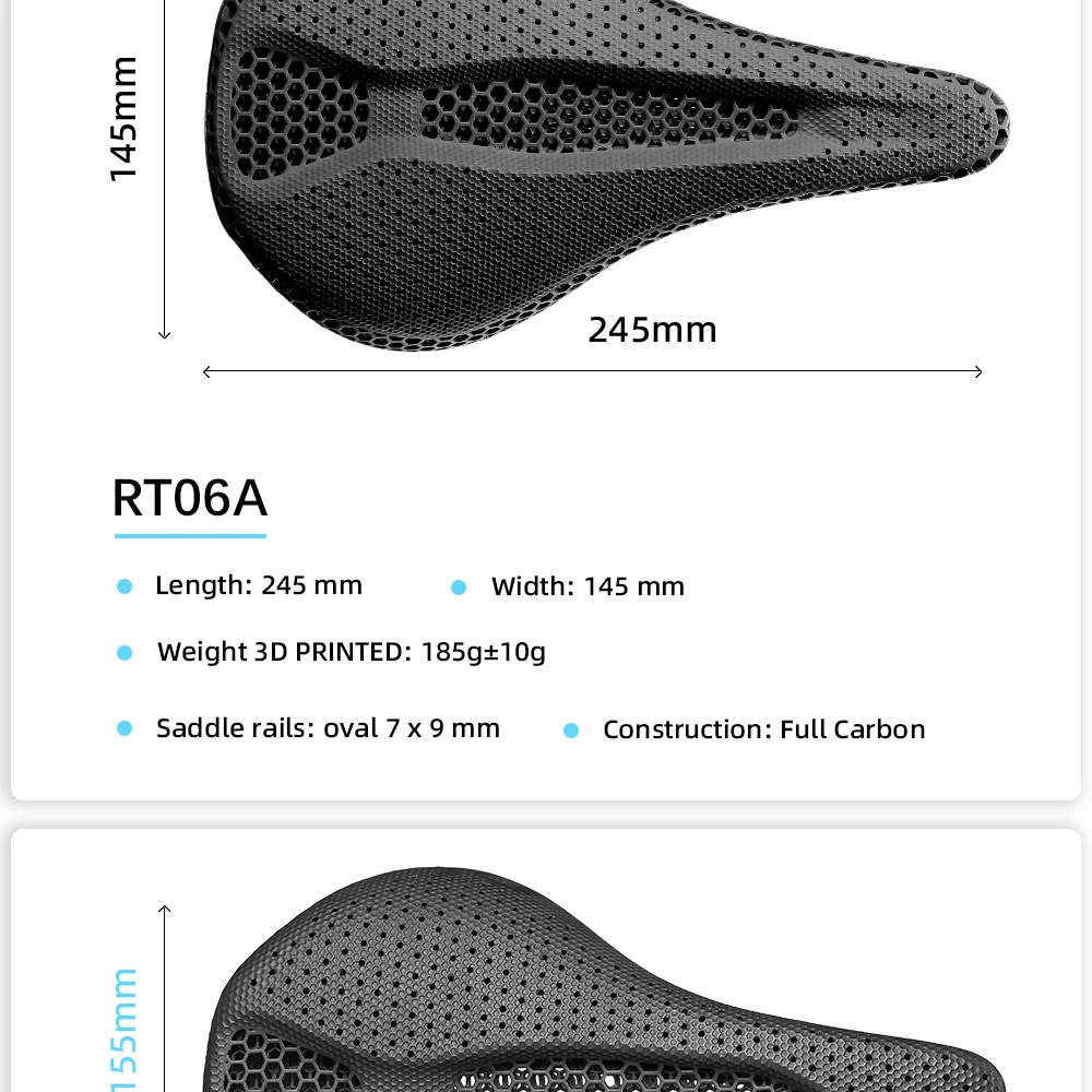 2026RYET Ultra Vollcarbon 3D-Gedruckter Fahrradsattel 145mm 205g 7*9 Hochmodul-Carbonfaser-Basis MTB Mountainbike-Sitz Teile – Detail 6