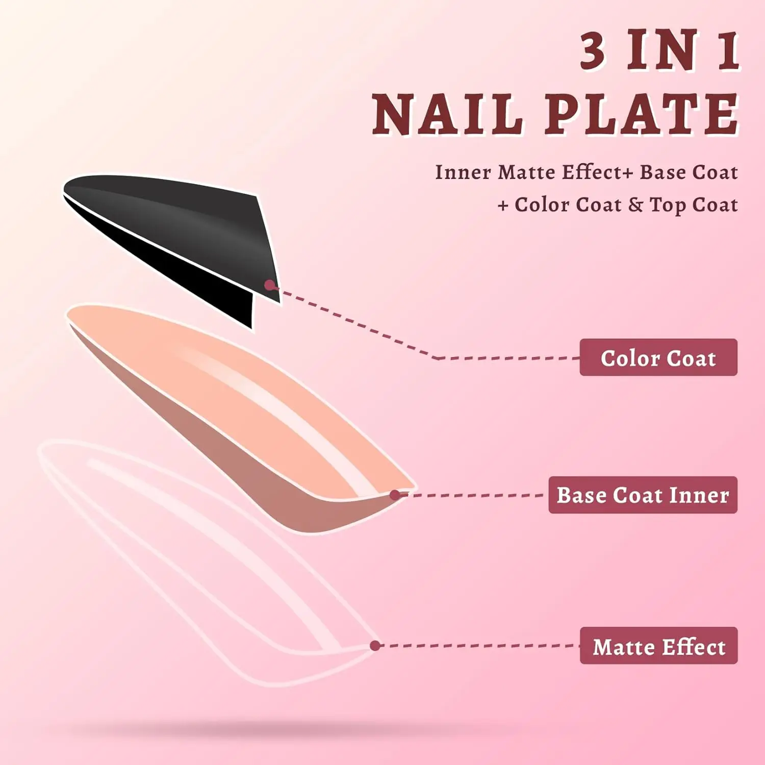 150Pcs Almond French Nails Matte Full Cover Press on Nails Brown Acrylic False Nail Professional Gel Nails Tips Art Extension