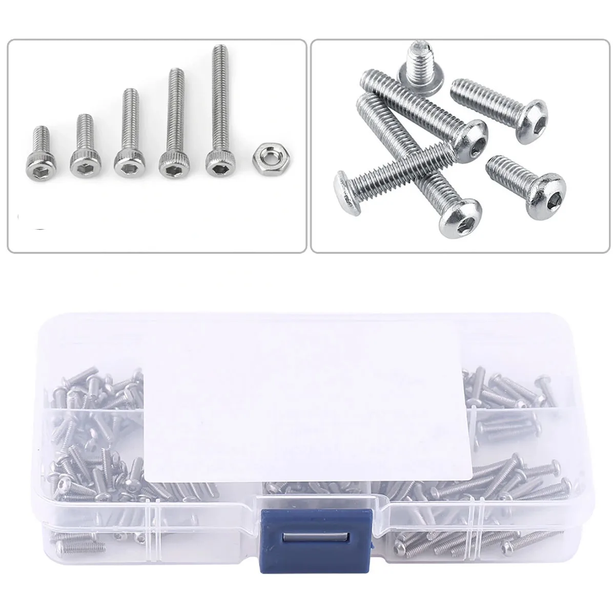 

210Pcs M2.5 Stainless Steel Hex Socket Cap Screws Nuts Kit Multifunctional Hardware Tool For Equipment Assortment Kit Fastener