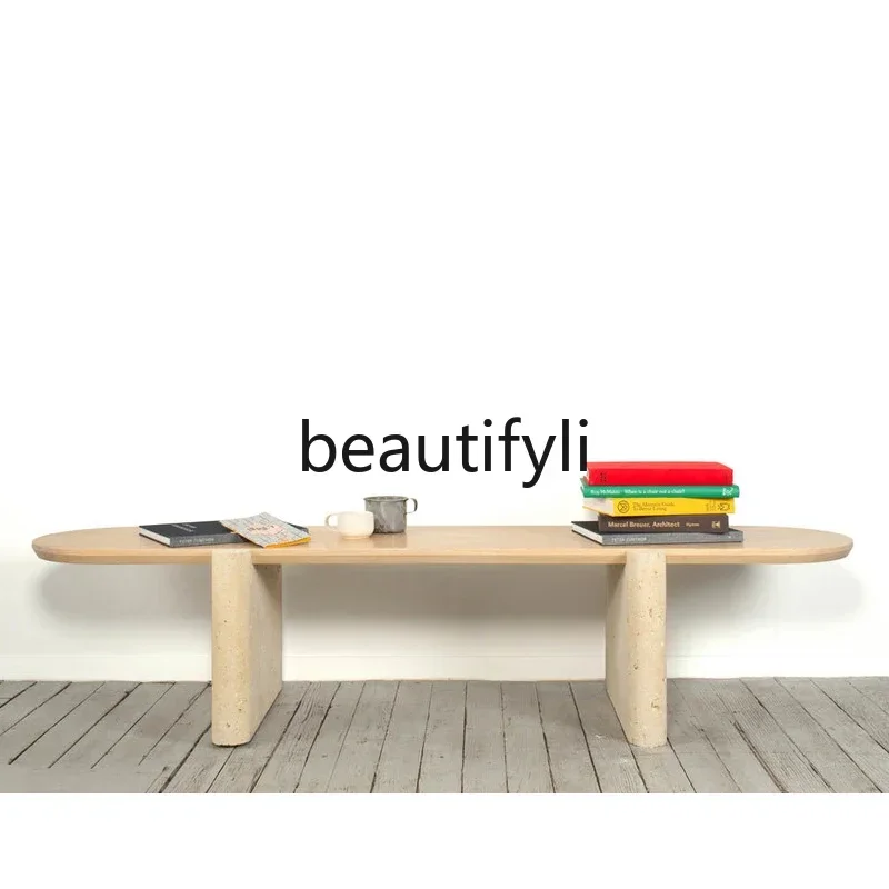 Simple solid wood model room living room creative long oak low table