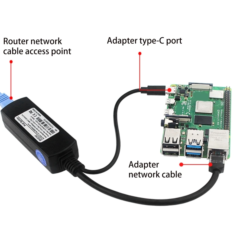 PoE Splitter USB-C 5V Active PoE to USB-C Adapter IEEE 802.3af Compliant for Raspberry Pi 4 IP WiFi Security Cameras