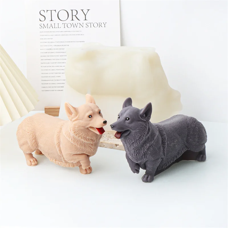 Multi Style Pet Silicone Candle Mould, Cute Curly Tail Cat Schnauzer Shiba Inu Dog Animal Mold DIY Candle Plaster Home Decor view 6