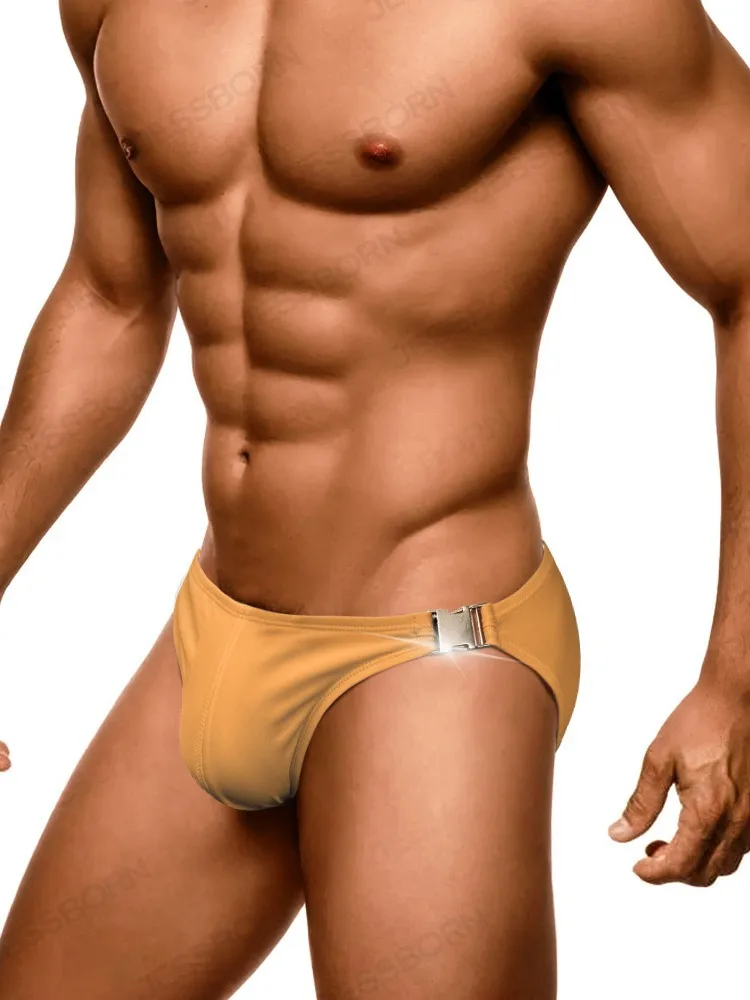 Miosam نمط جديد أزياء الرجال ملخصات السباحة الشاطئ النايلون زر معدني ملابس السباحة جذوع سوبر الراحة مثير السراويل الرياضية