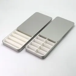 16cm Metal Slide Top Tin Containers With Tray Insert Organizer Art Storage Bugout 1 / 2 Week Pill Box AM PM