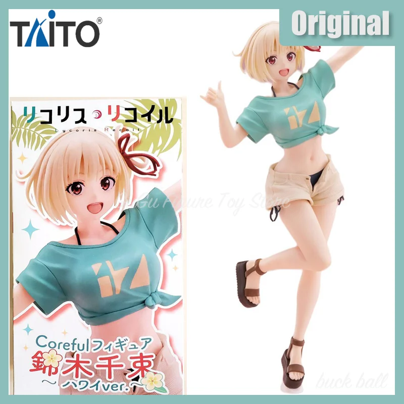 Taito Coreful Lycoris Recoil Nishikigi Chisato ~ Hawaii State Ver ~ ПВХ 18 см Аниме Фигурки Модель Коллекция Игрушки Подарки