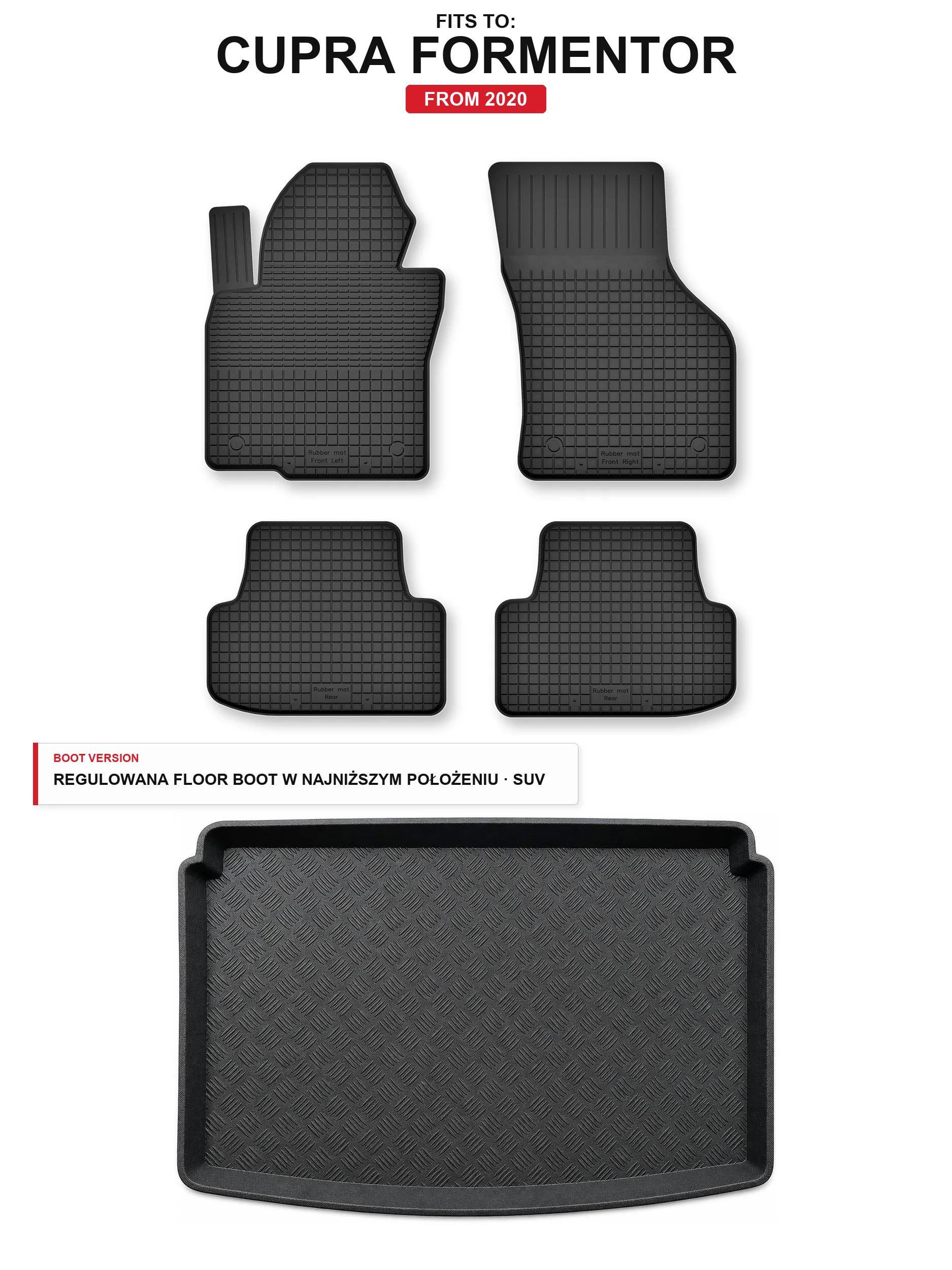 Kofferbakmatten + Kofferbakmat voor: Cupra Formentor 2020- SUV 5 El.