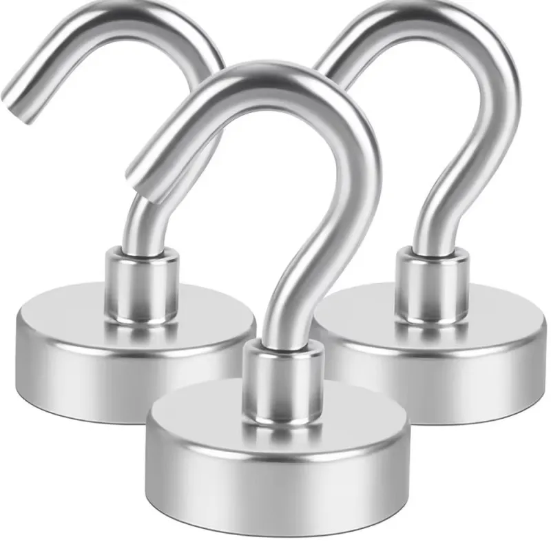1/3/6PCS Strong Neodymium Magnetic Hook Sucker Metal 12kg 5Pounds Diameter 20mm Magnets Quick Hook Shelf Ring For Home Kitchen