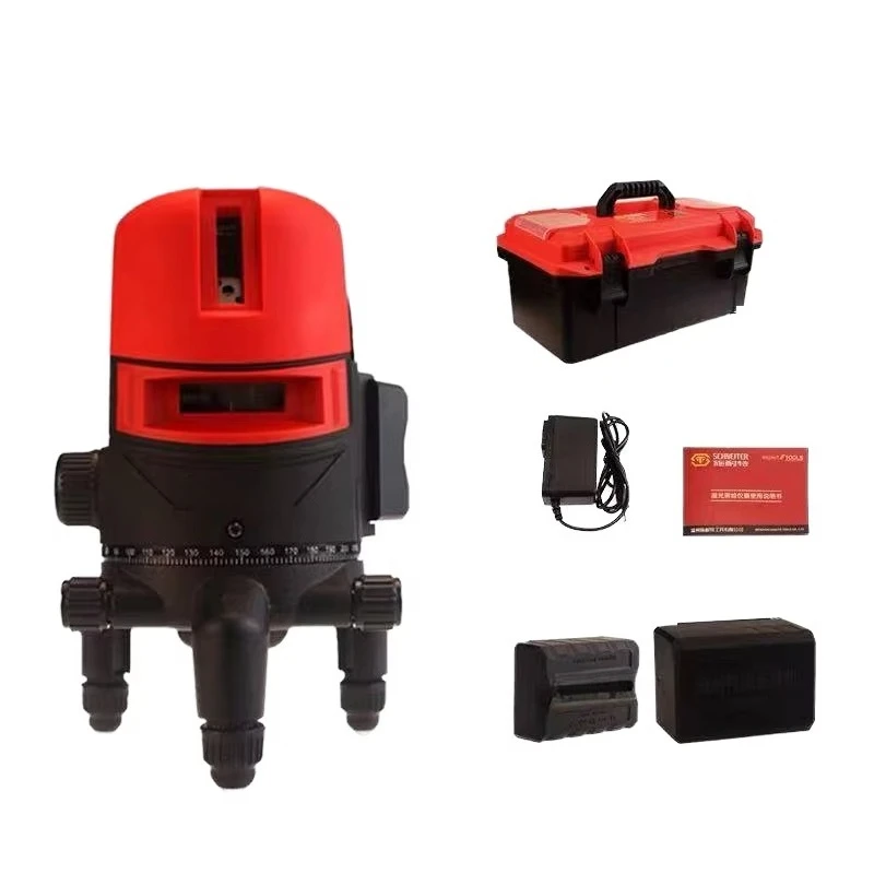 4D 2-16 Line Rotary Laser Level, Self-Leveling 360 Degree Green Beam, Rechargeable, for DIY and Industrial Use