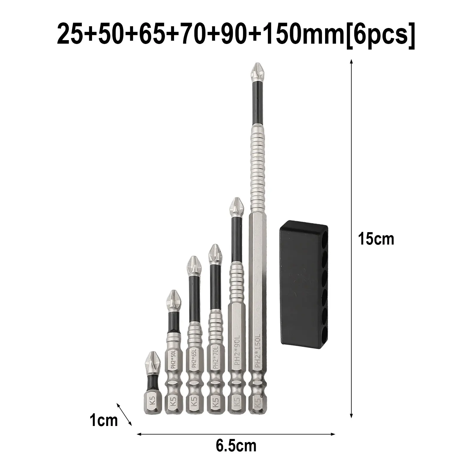 5/6 قطعة مفك بت سبائك الصلب المضادة للانزلاق مثقاب طويل ل عالية القوة PH2 المفكات الكهربائية/اليد التدريبات رئيس أجزاء #6