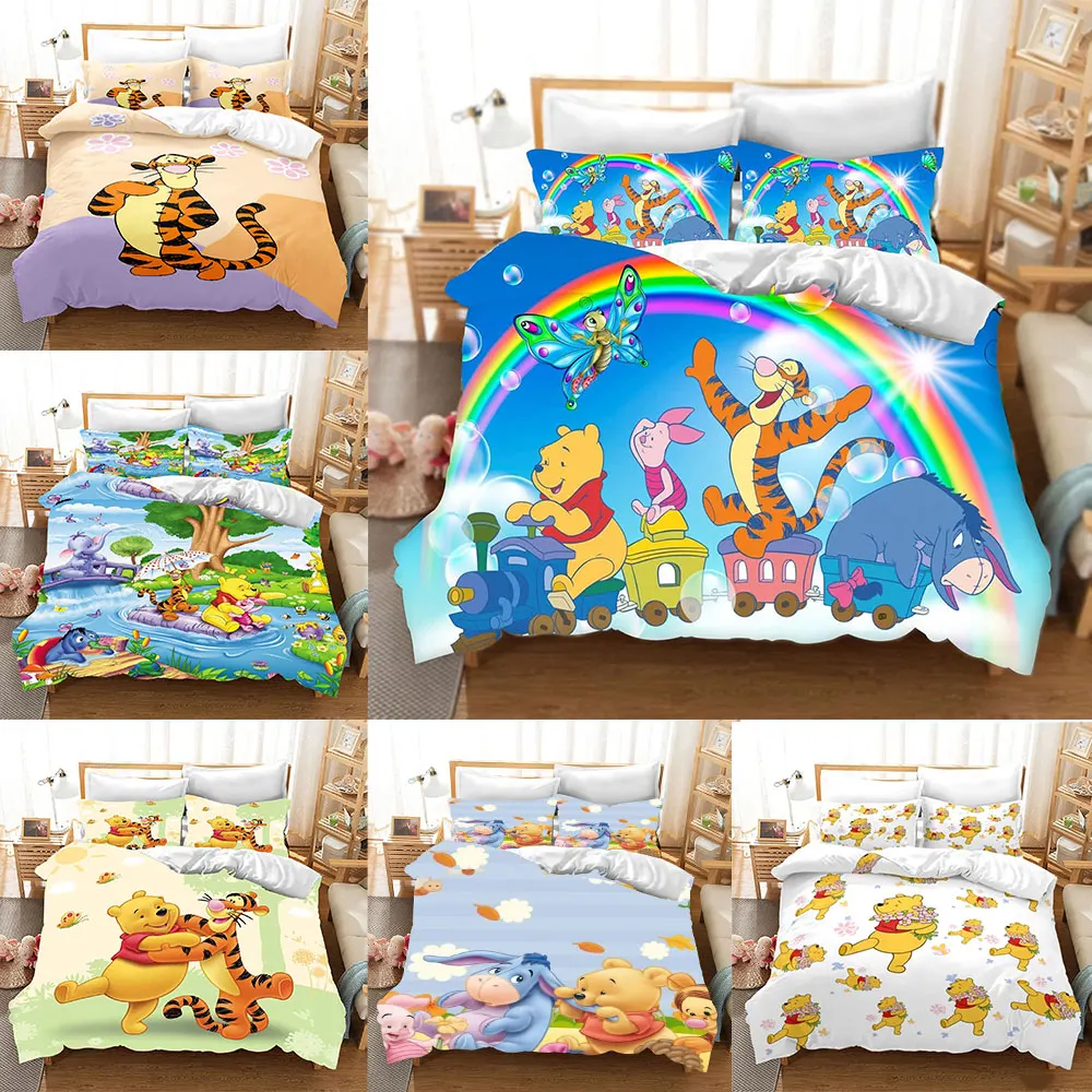 

Winnie The Pooh Comforter Bedding Sets Quilt Cover Bed Cover Duvet Cover Pillow Case 2-3 Pieces Sets Kids Adult Size Home Decor