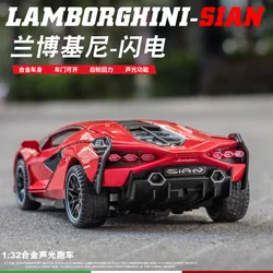 1:32 Lamborghinis Sian FKP37 Car Alloy Sports Car Model Diecast Sound Super Racing Lifting Tail Hot Car Wheel For Children Gifts