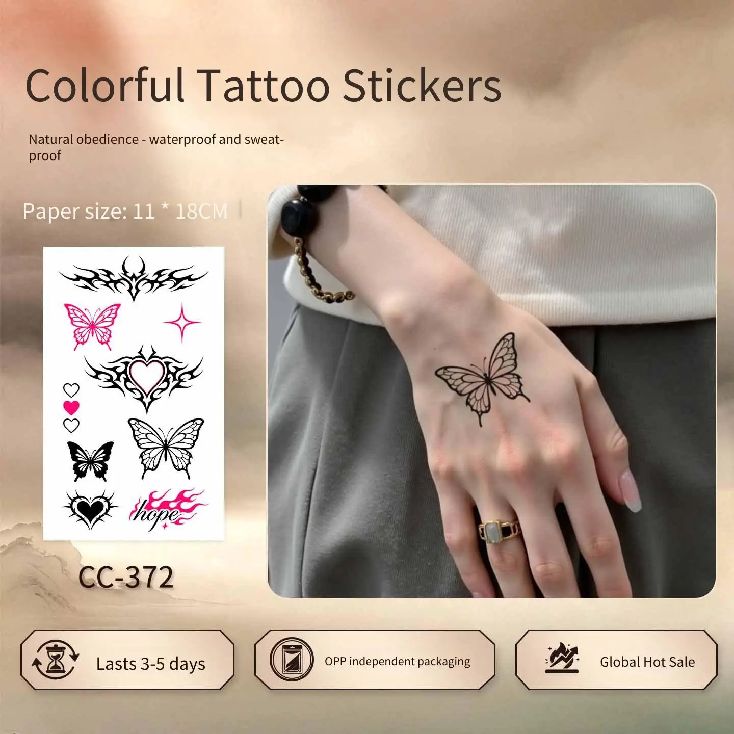 1 Sheet Per Pack Temporary Tattoo Sticker Waterproof Long Lasting Minimalist for Women