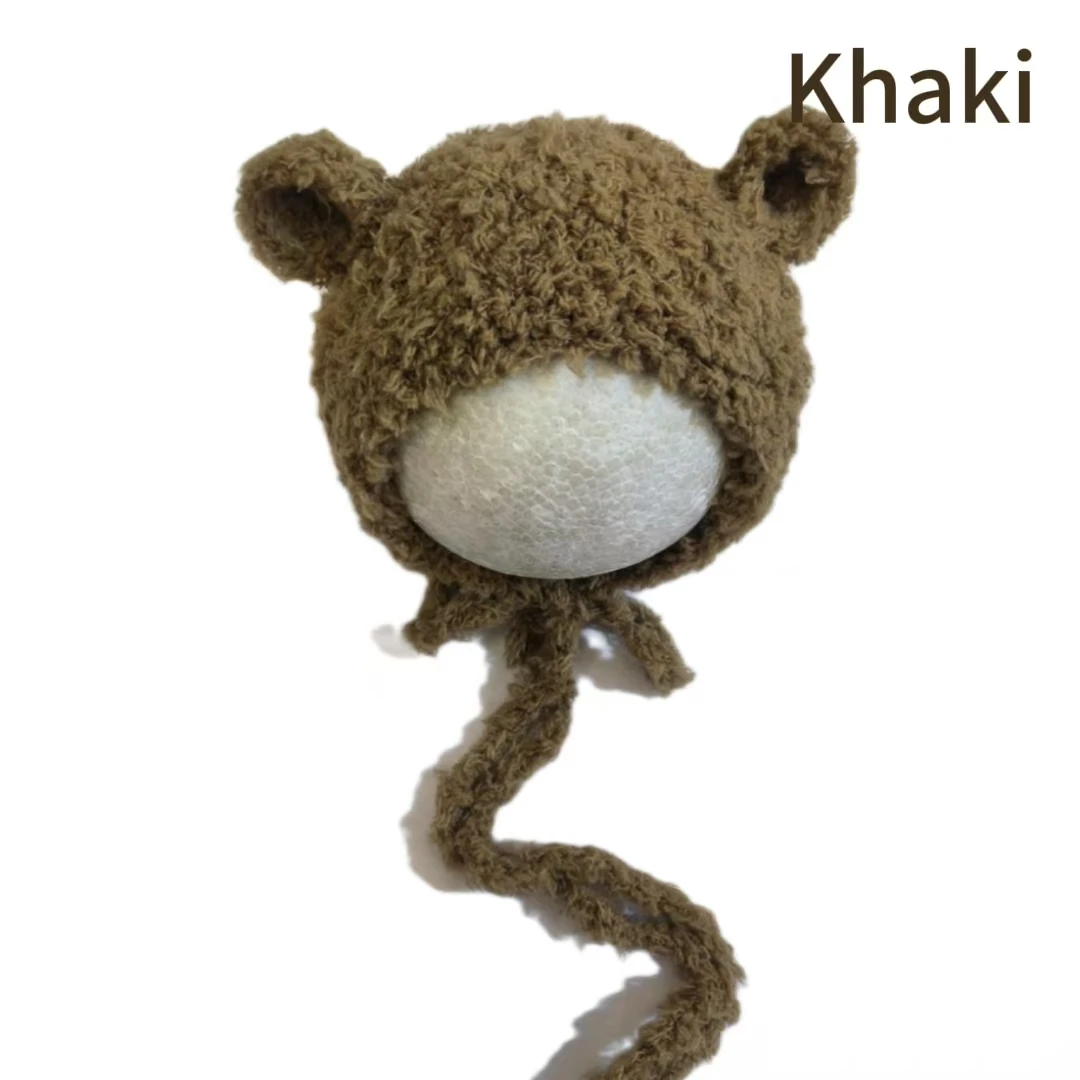

Newborn photography props coral fleece teddy bear hat