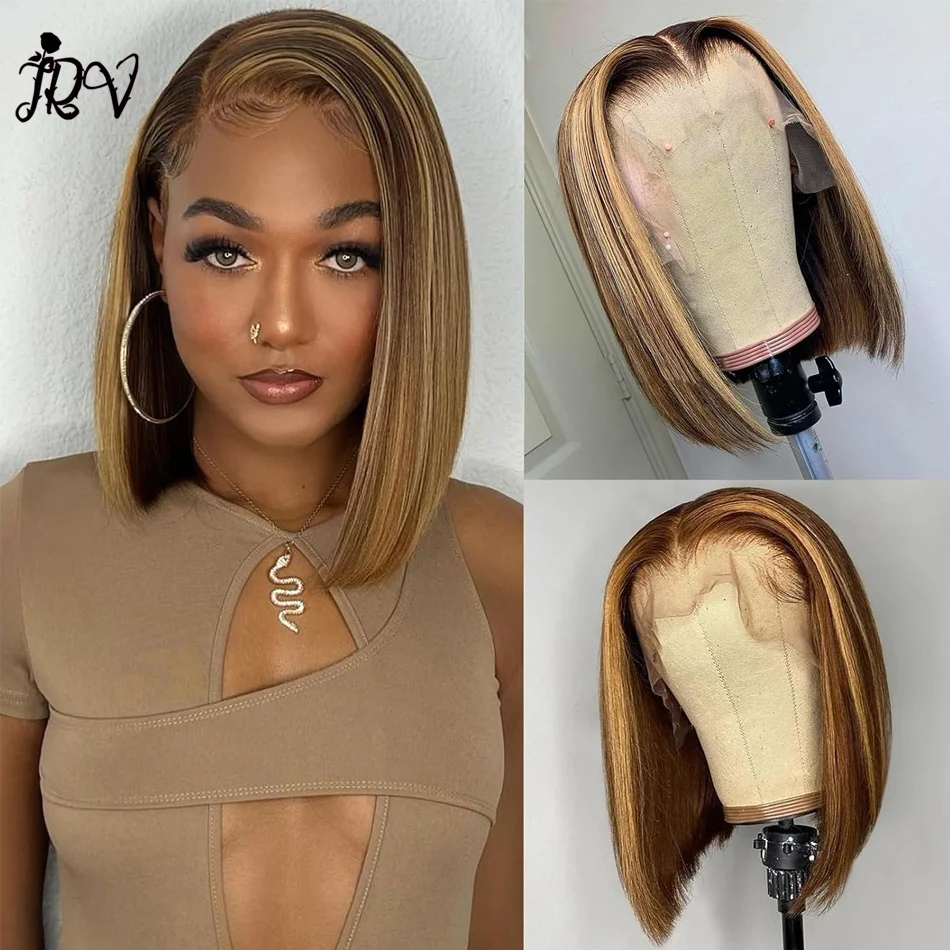 

Wigs Human Hair Pre Plucked 4/27 Straight 13X4 HD Transparent Frontal 180% Density Honey Blonde Glueless wigs for Black Woman