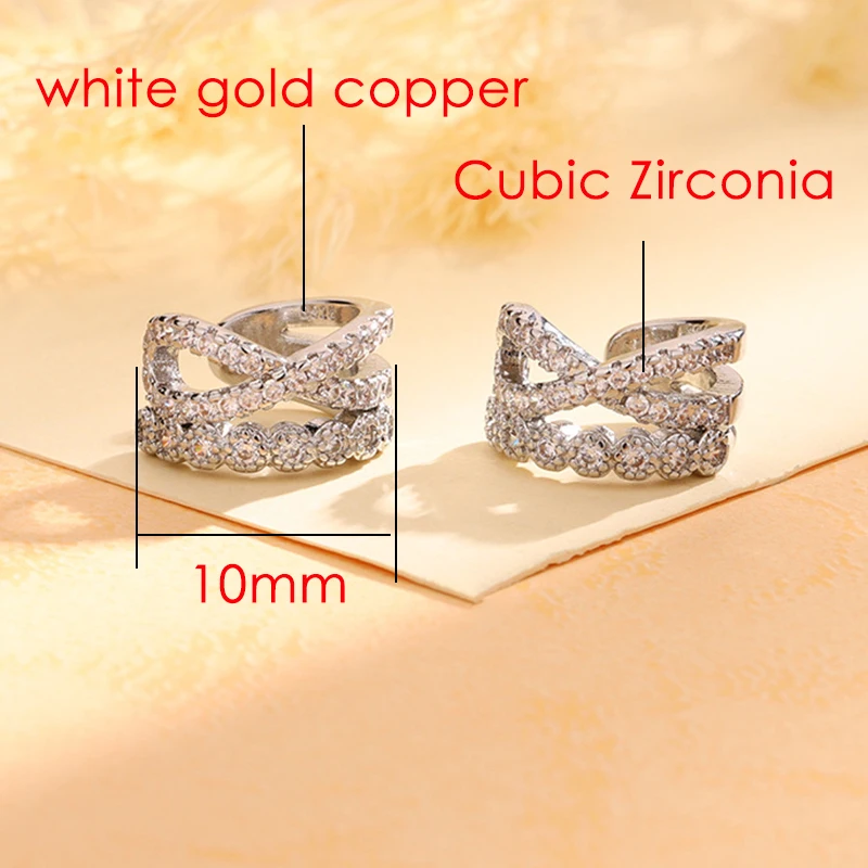 1pc Ohr Manschette Kein Piercing Conch Ohr Knochen Ohrring Neue Kpop Stil Silber Farbe Micro Intarsien Zirkon Kreuz Ohr clip Knorpel Schmuck – Detail 1