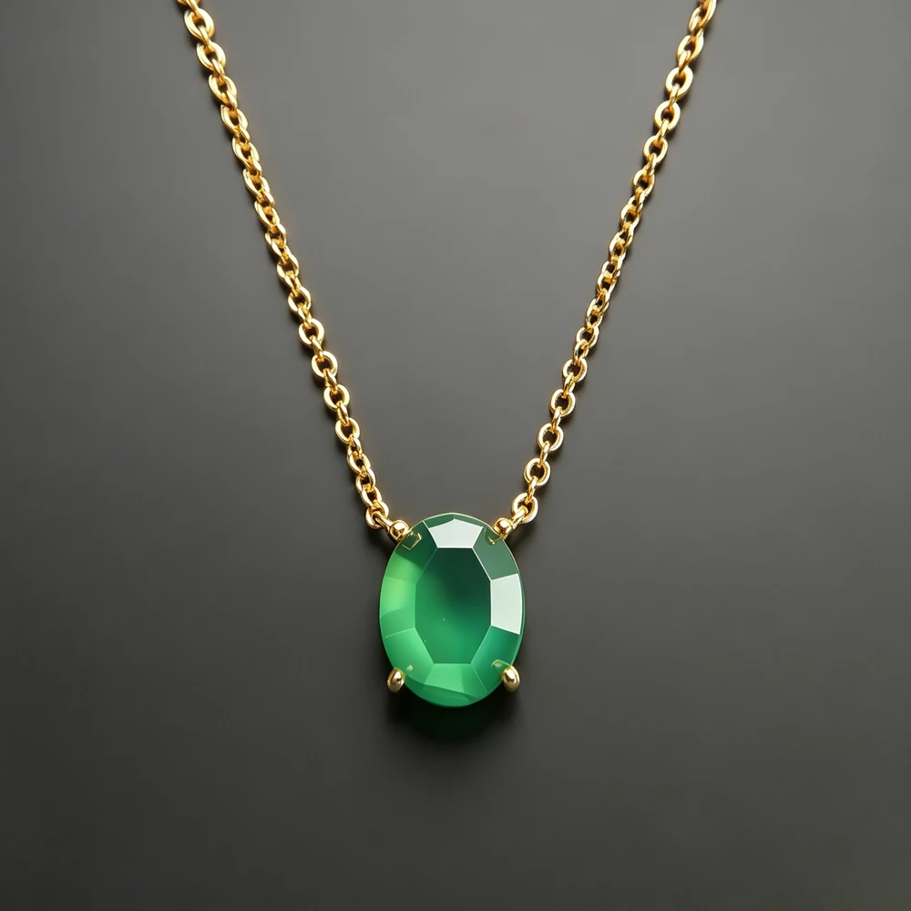 

Elgant Natural Green Agate Pendant 925 Sterling Silver Gemstone 8*10mm Yellow Gold Fine Jewelry for Women Engagment Party Gift
