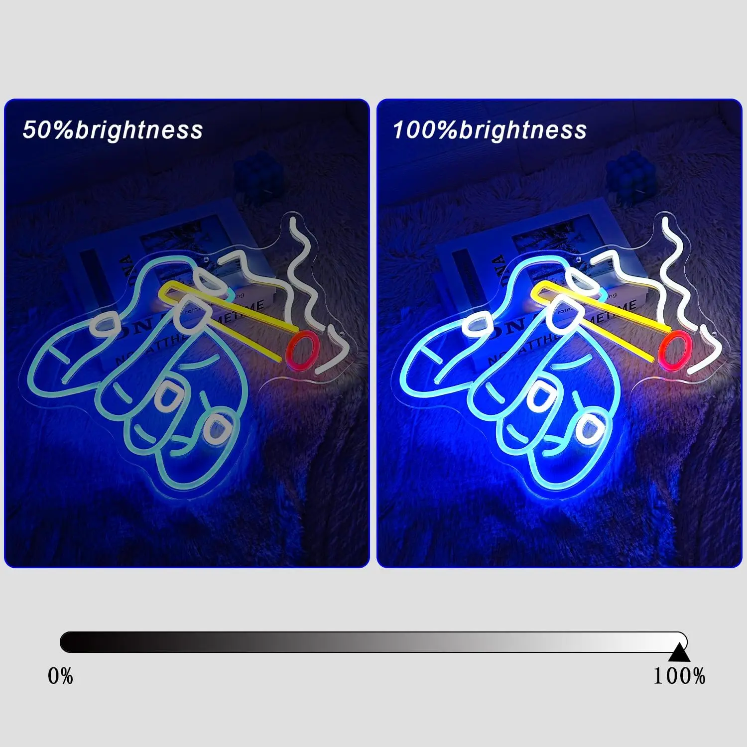 Hand Neon Sign USB Dimmable LED Neon Light for Bar Club Man Cave Boys Stoner Shop Bedroom Home Decoration Gift