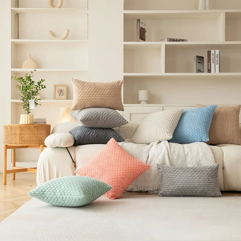 Classic Short Chain Corduroy Cushion Cover Pillowcase Home Living Room Sofa Car Seat Back Pillow Case 30x50 40 45 50 55 60CM
