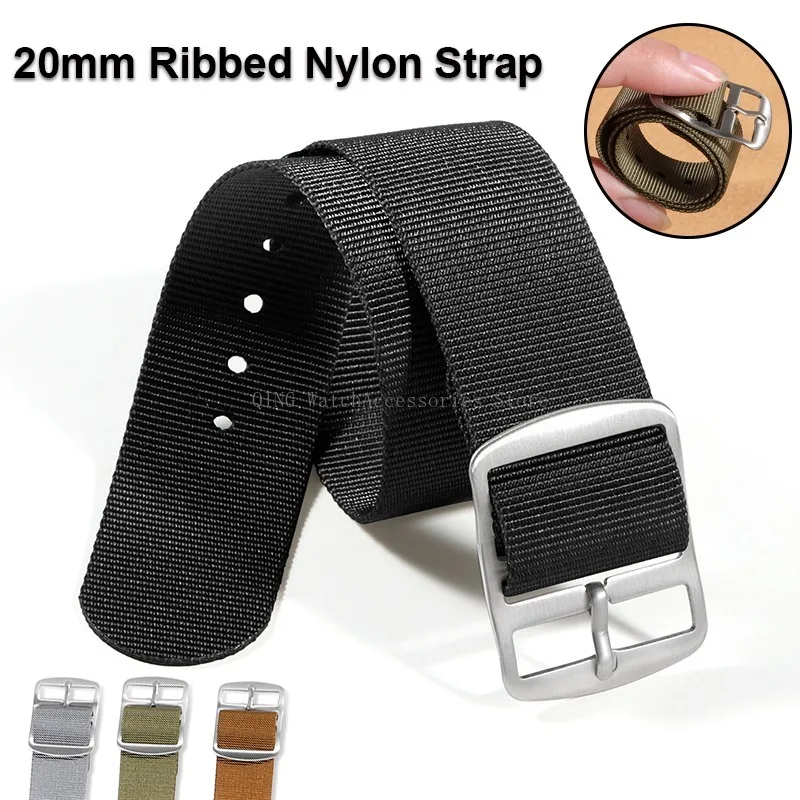 20mm Ribbed Strap Braid Ballistic Fabric Nylon Watchband Accessories for Huawei Watch GT4/GT3 Military Wristbelt Sport Bracelets