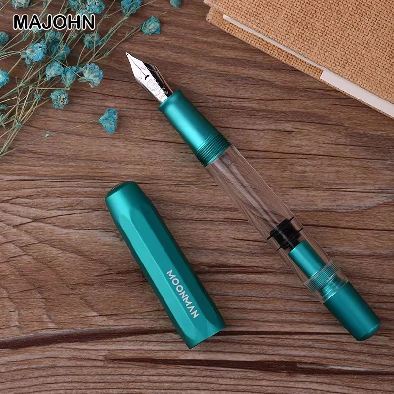 

MAJOHN T1 металлическая и акриловая перьевая ручка с поршнем из алюминиевого сплава EF/F/M чернила большой емкости для письма офисные школьные принадлежности канцелярские принадлежности