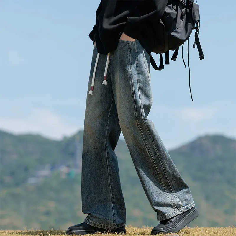 

Обычные новые мужские осенние удобные свободные джинсы в американском стиле 2025 года — модные повседневные джинсовые брюки для парней
