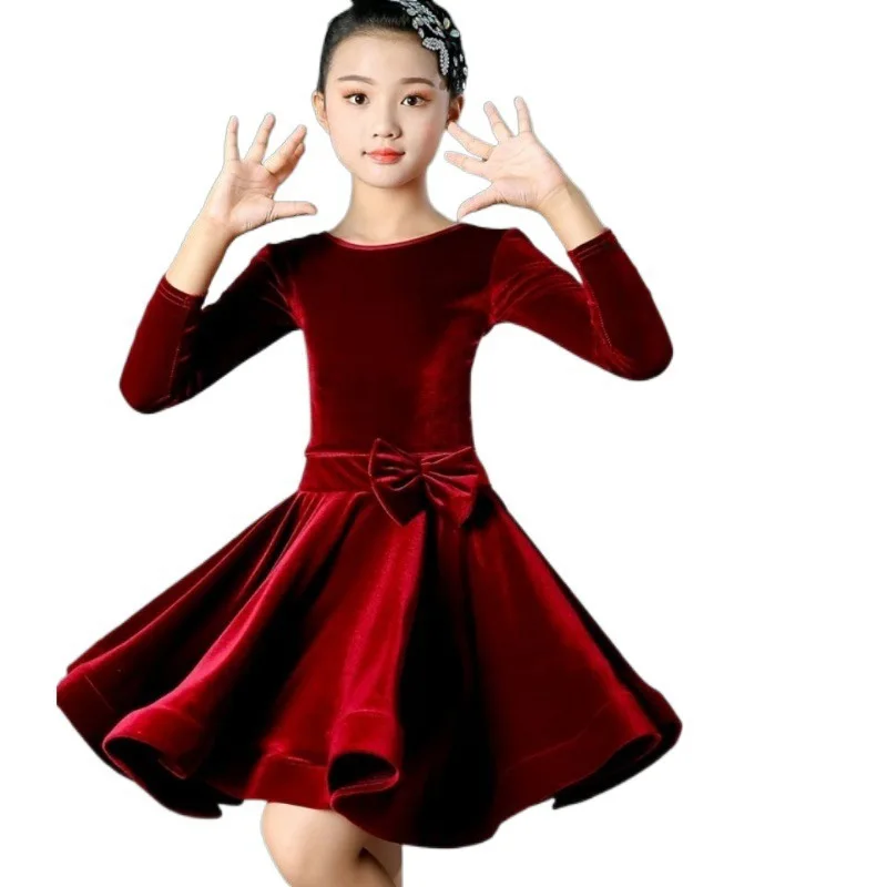 Новая одежда для латинских танцев, детские осенние и зимние юбки, камуфляжная танцевальная одежда для девочек