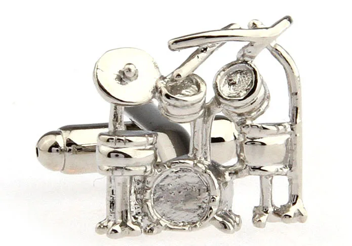 iGame Drum Set Cuff Links Quality Brass Material Silver Color  