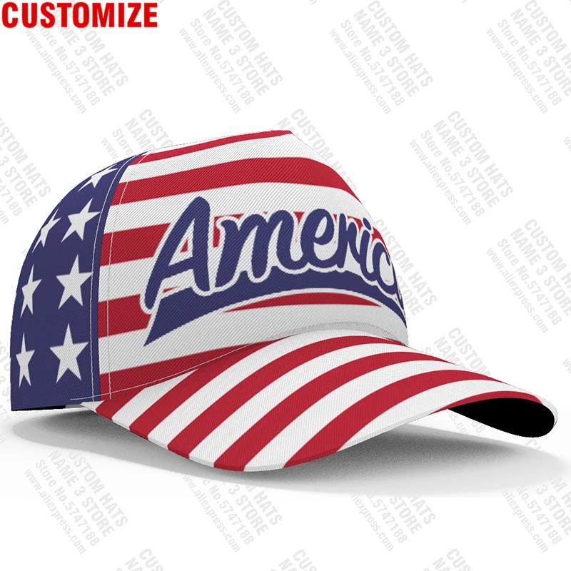 America Baseball Cap Free Custom Made Name Team Logo Us Hats Usa Country Travel American Nation United States Star Flag Headgear