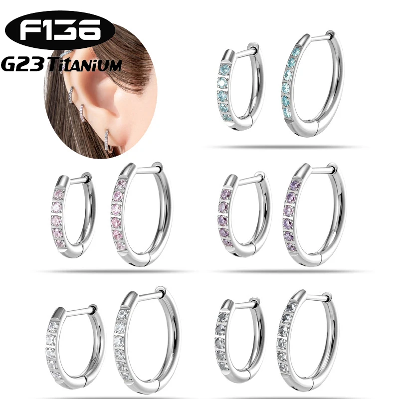 

2PC G23 Titanium Piercing Nose Ring D Shape Hinged Segment Ring Clicke Tragus Cartilage Earring Helix Ear Clip Rook Body Jewelry