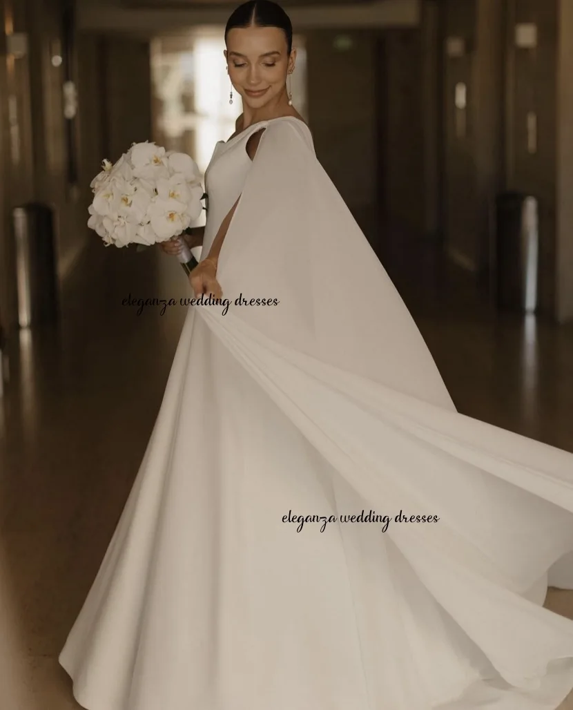 فستان زفاف أنيق مخصص للسيدات، شال أبيض بدون أكمام، فستان حفلات الزفاف Vestidos de novia