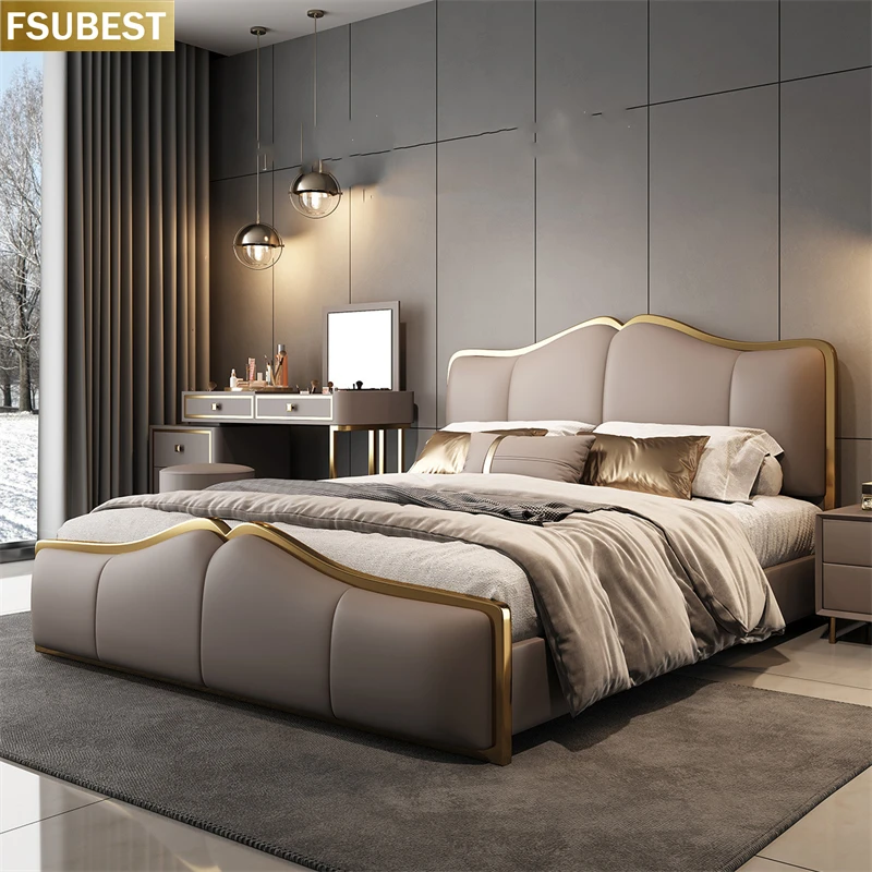 Hotel Double Size House Beds Frame Designer Style Luxury Bed Frame Lit Cama Yatak Letto Letti Bedden Bedroom Furniture