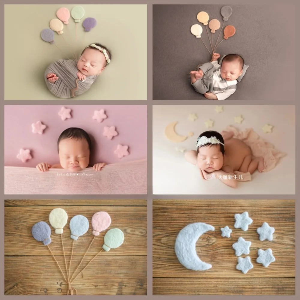 5pcs/set Newborn Photo Shooting Props Simple Cute Handmade Wool Felt Balloon Mini Souvenirs Posing Photoshoot Accessories Props