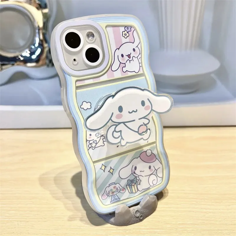 

Sanrio Cute Hot Cinnamorolls Bracket Silicone Curly Wave Phone Case for Xiaomi Mi 10T 11T 12T Lite Poco C40 F4 F5 M3 X3 X4 X5 GT