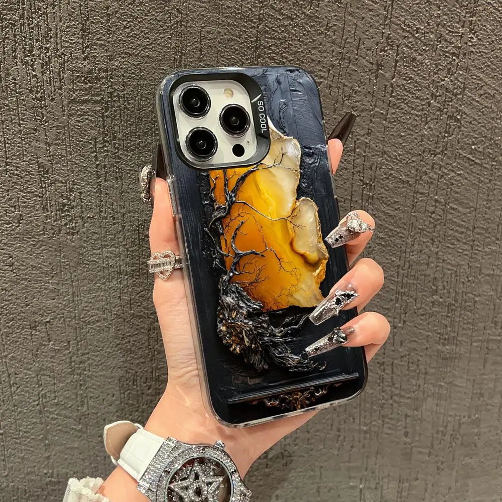 

Branch design case for iPhone17 16 15 14 13 12 11 Pro/ Max/Plus shock-proof rear cover anti-fingerprint