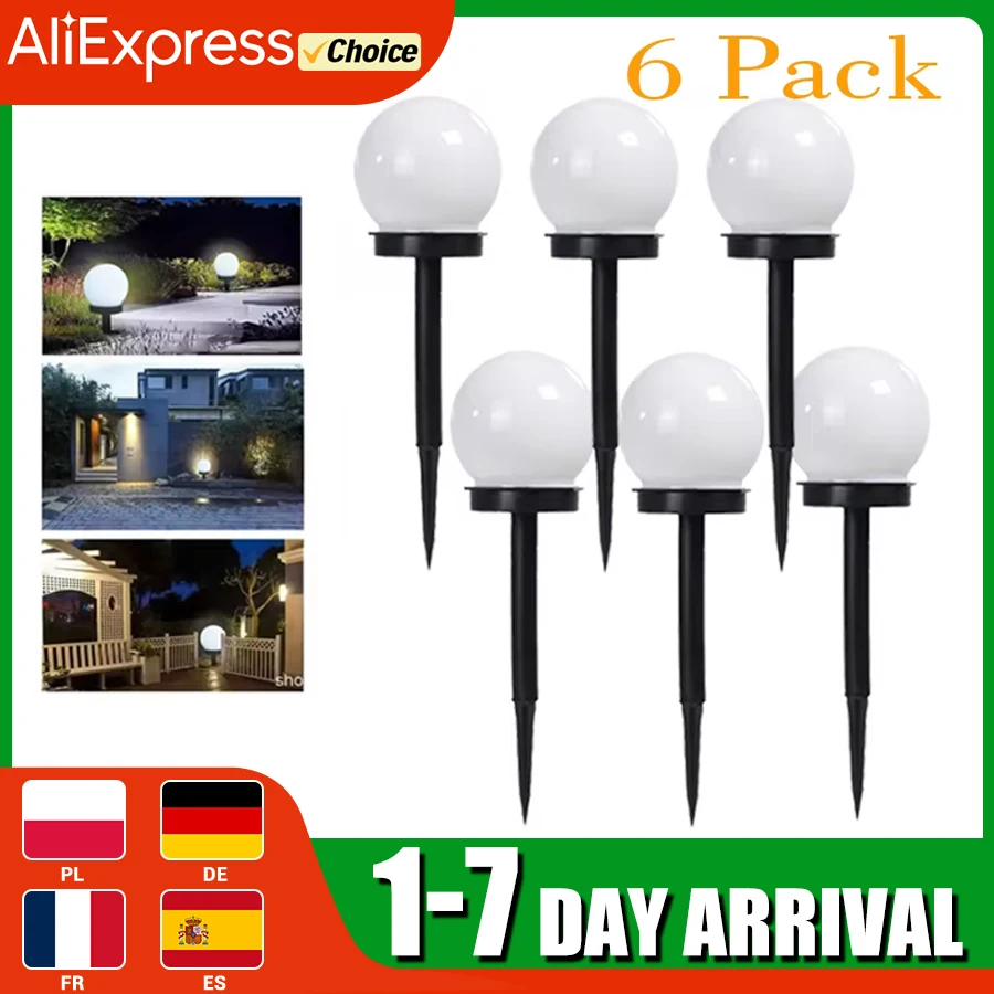 1-6PCS Zasilana energią słoneczną żarówka LED Lampa energetyczna Wodoodporna zewnętrzna lampa ogrodowa Uliczny panel słoneczny Światła kulkowe Lampa trawnikowa