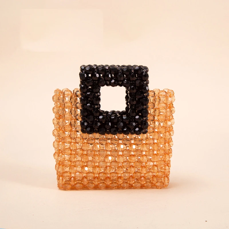 

Customized Crystal Bag Fashion Handwoven Beaded Splice Design Women's Handbag Mini Versatile Lipstick Wallet Vegetable Basket